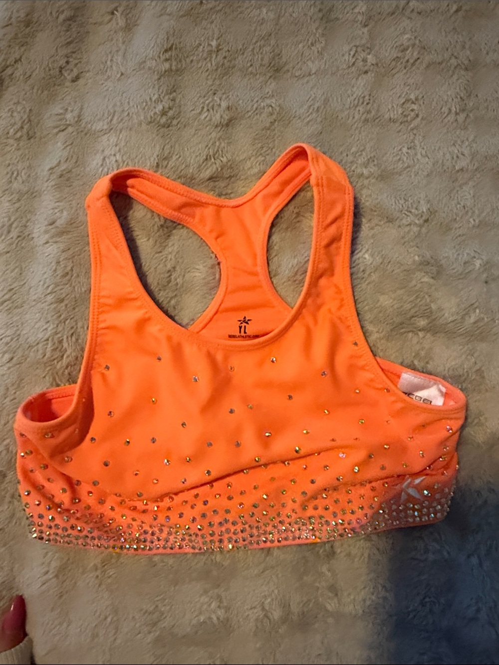 Rebel new without tags Orange Crystal-Embellished Racerback Sports Bra